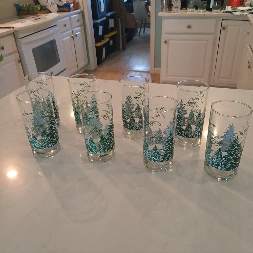 Libbey for Royal Norfolk Winter Woodland Pine Tumbler Glasses 16 Oz NEW Set of 8